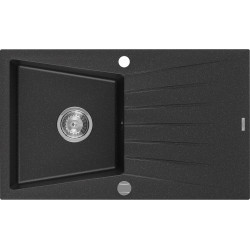 Mexen Cesar  konyhai mosogató gránit 1 medence+csepegtetö+ pop up szifon  775 x 470 mm, fekete / króm - 6514771010-73 1 medencés 1 medencés 406959 Mexen