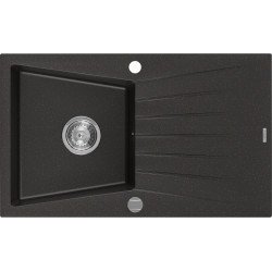 Mexen Cesar  konyhai mosogató gránit 1 medence+csepegtetö+ pop up szifon  775 x 470 mm, fekete / arany - 6514771010-75 1 medencés 1 medencés 406959 Mexen