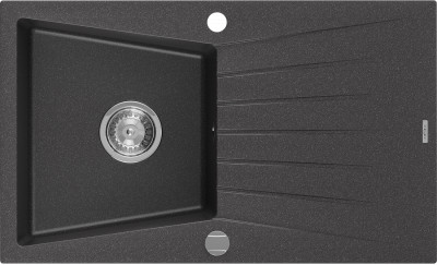 Mexen Cesar  konyhai mosogató gránit 1 medence+csepegtetö+ pop up szifon  775 x 470 mm, fekete köhatasu - 6514771010-76 1 medencés