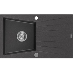 Mexen Cesar  konyhai mosogató gránit 1 medence+csepegtetö+ pop up szifon  775 x 470 mm, fekete köhatasu - 6514771010-76 1 medencés 1 medencés 406959 Mexen