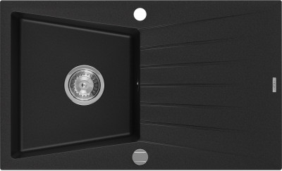 Mexen Cesar  konyhai mosogató gránit 1 medence+csepegtetö+ pop up szifon  775 x 470 mm, fekete  - 6514771010-77 1 medencés