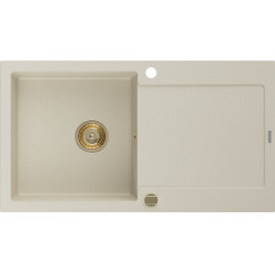 Mexen Leo  konyhai mosogató gránit 1 medence+csepegtetö+ pop up szifon  900 x 500 mm, beige, szifon  arany  - 6501901010-69-G 1 medencés 1 medencés 406959 Mexen