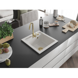 Mexen Vito  konyhai mosogató gránit 1 medence+ pop up szifon 520 x 490 mm, fehér , szifon  arany  - 6503521000-20-G 1 medencés 1 medencés 406959 Mexen