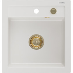 Mexen Vito  konyhai mosogató gránit 1 medence+ pop up szifon 520 x 490 mm, fehér , szifon  arany  - 6503521000-20-G 1 medencés 1 medencés 406959 Mexen