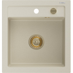 Mexen Vito  konyhai mosogató gránit 1 medence+ pop up szifon 520 x 490 mm, beige, szifon  arany  - 6503521000-69-G 1 medencés 1 medencés 406959 Mexen