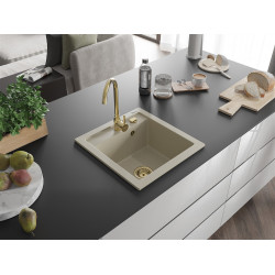 Mexen Vito  konyhai mosogató gránit 1 medence+ pop up szifon 520 x 490 mm, beige, szifon  arany  - 6503521000-69-G 1 medencés 1 medencés 406959 Mexen