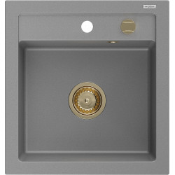 Mexen Vito  konyhai mosogató gránit 1 medence+ pop up szifon 520 x 490 mm, szürke , szifon  arany  - 6503521000-71-G 1 medencés 1 medencés 406959 Mexen
