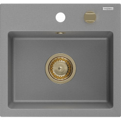Mexen Milo  konyhai mosogató gránit 1 medence+ pop up szifon 435 x 410 mm, szürke , szifon  arany  - 6505441000-71-G 1 medencés 1 medencés 406959 Mexen