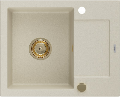 Mexen Enzo  konyhai mosogató gránit 1 medence+csepegtetö+ pop up szifon  576 x 465 mm, beige, szifon  arany  - 6506571005-69-G 1 medencés