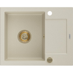 Mexen Enzo  konyhai mosogató gránit 1 medence+csepegtetö+ pop up szifon  576 x 465 mm, beige, szifon  arany  - 6506571005-69-G 1 medencés 1 medencés 406959 Mexen