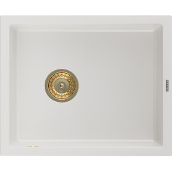 Mexen Pedro  konyhai mosogató gránit 1 medence+ pop up szifon 560 x 460 mm, fehér , szifon  arany  - 6508561000-20-G 1 medencés 1 medencés 406959 Mexen