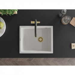 Mexen Pedro  konyhai mosogató gránit 1 medence+ pop up szifon 560 x 460 mm, fehér , szifon  arany  - 6508561000-20-G 1 medencés
