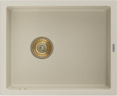 Mexen Pedro  konyhai mosogató gránit 1 medence+ pop up szifon 560 x 460 mm, beige, szifon  arany  - 6508561000-69-G 1 medencés
