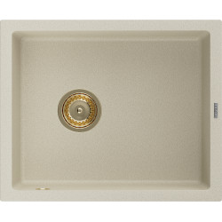 Mexen Pedro  konyhai mosogató gránit 1 medence+ pop up szifon 560 x 460 mm, beige, szifon  arany  - 6508561000-69-G 1 medencés 1 medencés 406959 Mexen