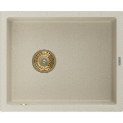 Mexen Pedro  konyhai mosogató gránit 1 medence+ pop up szifon 560 x 460 mm, beige, szifon  arany  - 6508561000-69-G 1 medencés 1 medencés 406959 Mexen