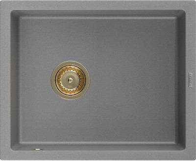Mexen Pedro  konyhai mosogató gránit 1 medence+ pop up szifon 560 x 460 mm, szürke , szifon  arany  - 6508561000-71-G 1 medencés