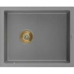 Mexen Pedro  konyhai mosogató gránit 1 medence+ pop up szifon 560 x 460 mm, szürke , szifon  arany  - 6508561000-71-G 1 medencés 1 medencés 406959 Mexen