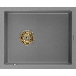 Mexen Pedro  konyhai mosogató gránit 1 medence+ pop up szifon 560 x 460 mm, szürke , szifon  arany  - 6508561000-71-G 1 medencés 1 medencés 406959 Mexen
