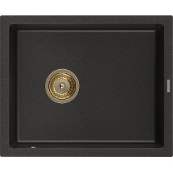 Mexen Pedro  konyhai mosogató gránit 1 medence+ pop up szifon 560 x 460 mm, fekete / arany, szifon  arany  - 6508561000-75-G 1 medencés 1 medencés 406959 Mexen