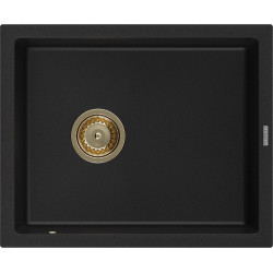 Mexen Pedro  konyhai mosogató gránit 1 medence+ pop up szifon 560 x 460 mm, fekete , szifon  arany  - 6508561000-77-G 1 medencés 1 medencés 406959 Mexen