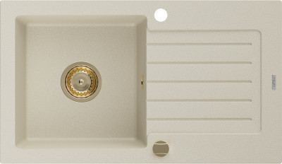 Mexen Pablo  konyhai mosogató gránit 1 medence+csepegtetö+ pop up szifon  752 x 436 mm, beige, szifon  arany  - 6510751010-69-G 1 medencés