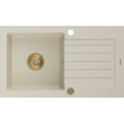 Mexen Pablo  konyhai mosogató gránit 1 medence+csepegtetö+ pop up szifon  752 x 436 mm, beige, szifon  arany  - 6510751010-69-G 1 medencés 1 medencés 406959 Mexen