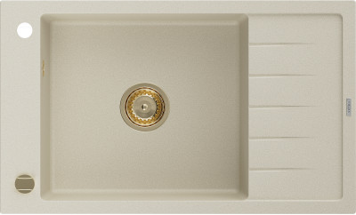 Mexen Elias  konyhai mosogató gránit 1 medence+csepegtetö+ pop up szifon  795 x 480 mm, beige, szifon  arany  - 6511791005-69-G 1 medencés