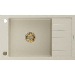 Mexen Elias  konyhai mosogató gránit 1 medence+csepegtetö+ pop up szifon  795 x 480 mm, beige, szifon  arany  - 6511791005-69-G 1 medencés 1 medencés 406959 Mexen