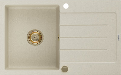 Mexen Bruno  konyhai mosogató gránit 1 medence+csepegtetö+ pop up szifon  795 x 495 mm, beige, szifon  arany  - 6513791010-69-G 1 medencés