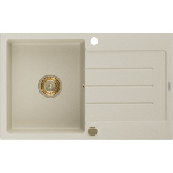 Mexen Bruno  konyhai mosogató gránit 1 medence+csepegtetö+ pop up szifon  795 x 495 mm, beige, szifon  arany  - 6513791010-69-G 1 medencés 1 medencés 406959 Mexen