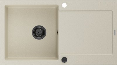 Mexen Leo  konyhai mosogató gránit 1 medence+csepegtetö+ pop up szifon  900 x 500 mm, beige, szifon  fekete  - 6501901010-69-B 1 medencés