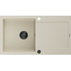 Mexen Leo  konyhai mosogató gránit 1 medence+csepegtetö+ pop up szifon  900 x 500 mm, beige, szifon  fekete  - 6501901010-69-B 1 medencés 1 medencés 406959 Mexen