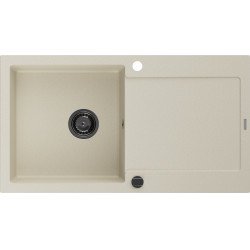 Mexen Leo  konyhai mosogató gránit 1 medence+csepegtetö+ pop up szifon  900 x 500 mm, beige, szifon  fekete  - 6501901010-69-B 1 medencés 1 medencés 406959 Mexen