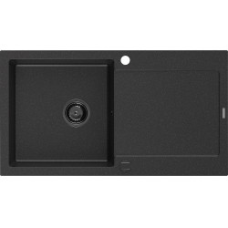 Mexen Leo  konyhai mosogató gránit 1 medence+csepegtetö+ pop up szifon  900 x 500 mm, fekete / króm, szifon  fekete  - 6501901010-73-B 1 medencés 1 medencés 406959 Mexen