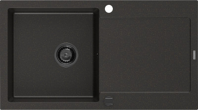 Mexen Leo  konyhai mosogató gránit 1 medence+csepegtetö+ pop up szifon  900 x 500 mm, fekete / arany, szifon  fekete  - 6501901010-75-B 1 medencés