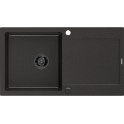 Mexen Leo  konyhai mosogató gránit 1 medence+csepegtetö+ pop up szifon  900 x 500 mm, fekete / arany, szifon  fekete  - 6501901010-75-B 1 medencés 1 medencés 406959 Mexen