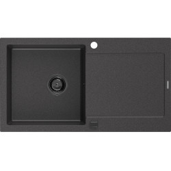 Mexen Leo  konyhai mosogató gránit 1 medence+csepegtetö+ pop up szifon  900 x 500 mm, fekete köhatasu, szifon  fekete  - 6501901010-76-B 1 medencés 1 medencés 406959 Mexen