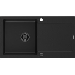Mexen Leo  konyhai mosogató gránit 1 medence+csepegtetö+ pop up szifon  900 x 500 mm, fekete , szifon  fekete  - 6501901010-77-B 1 medencés 1 medencés 406959 Mexen