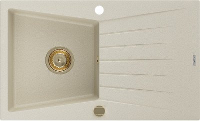 Mexen Cesar  konyhai mosogató gránit 1 medence+csepegtetö+ pop up szifon  775 x 470 mm, beige, szifon  arany  - 6514771010-69-G 1 medencés