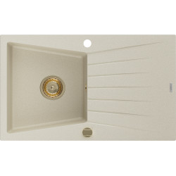 Mexen Cesar  konyhai mosogató gránit 1 medence+csepegtetö+ pop up szifon  775 x 470 mm, beige, szifon  arany  - 6514771010-69-G 1 medencés 1 medencés 406959 Mexen