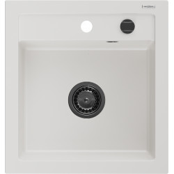 Mexen Vito  konyhai mosogató gránit 1 medence+ pop up szifon 520 x 490 mm, fehér , szifon  fekete  - 6503521000-20-B 1 medencés 1 medencés 406959 Mexen