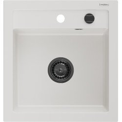 Mexen Vito  konyhai mosogató gránit 1 medence+ pop up szifon 520 x 490 mm, fehér , szifon  fekete  - 6503521000-20-B 1 medencés 1 medencés 406959 Mexen