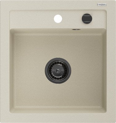 Mexen Vito  konyhai mosogató gránit 1 medence+ pop up szifon 520 x 490 mm, beige, szifon  fekete  - 6503521000-69-B 1 medencés