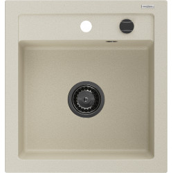Mexen Vito  konyhai mosogató gránit 1 medence+ pop up szifon 520 x 490 mm, beige, szifon  fekete  - 6503521000-69-B 1 medencés 1 medencés 406959 Mexen