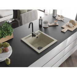 Mexen Vito  konyhai mosogató gránit 1 medence+ pop up szifon 520 x 490 mm, beige, szifon  fekete  - 6503521000-69-B 1 medencés 1 medencés 406959 Mexen