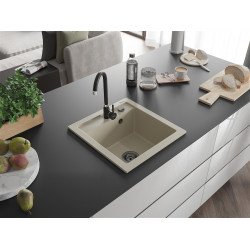 Mexen Vito  konyhai mosogató gránit 1 medence+ pop up szifon 520 x 490 mm, beige, szifon  fekete  - 6503521000-69-B 1 medencés 1 medencés 406959 Mexen