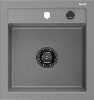 Mexen Vito  konyhai mosogató gránit 1 medence+ pop up szifon 520 x 490 mm, szürke , szifon  fekete  - 6503521000-71-B 1 medencés