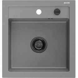 Mexen Vito  konyhai mosogató gránit 1 medence+ pop up szifon 520 x 490 mm, szürke , szifon  fekete  - 6503521000-71-B 1 medencés 1 medencés 406959 Mexen