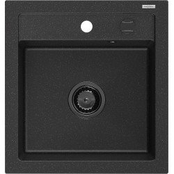 Mexen Vito  konyhai mosogató gránit 1 medence+ pop up szifon 520 x 490 mm, fekete / króm, szifon  fekete  - 6503521000-73-B 1 medencés 1 medencés 406959 Mexen