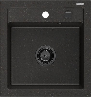Mexen Vito  konyhai mosogató gránit 1 medence+ pop up szifon 520 x 490 mm, fekete / arany, szifon  fekete  - 6503521000-75-B 1 medencés